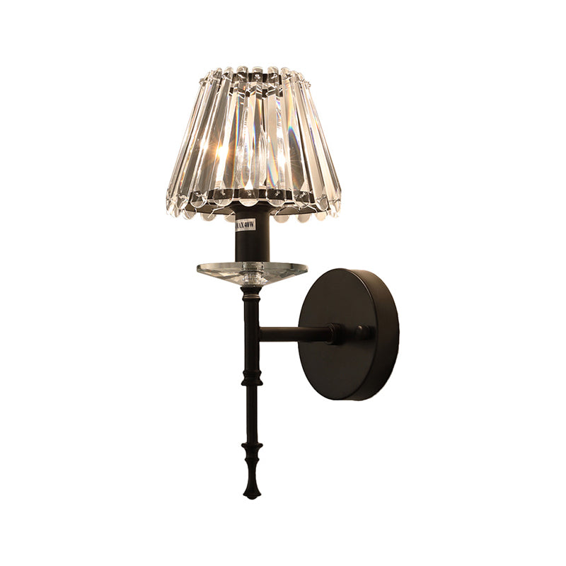 Conical Wall Lighting Fixture Modern Stylish Clear Crystal 1 Light Gold Finish Wall Light for Living Room