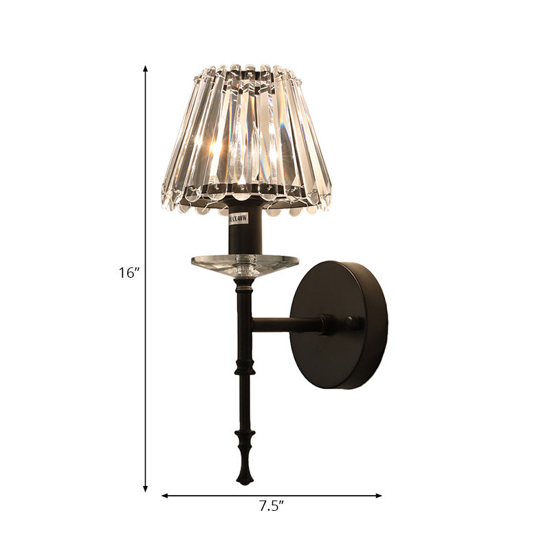 Funzione illuminazione a parete conica moderna moderna elegante cristallo chiaro 1 luce da parete in oro chiaro per soggiorno