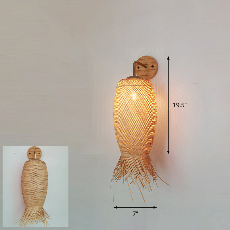 Handmade Wall Mount Light Modern Bamboo Single Wood Wall Light Fixture for Corridor