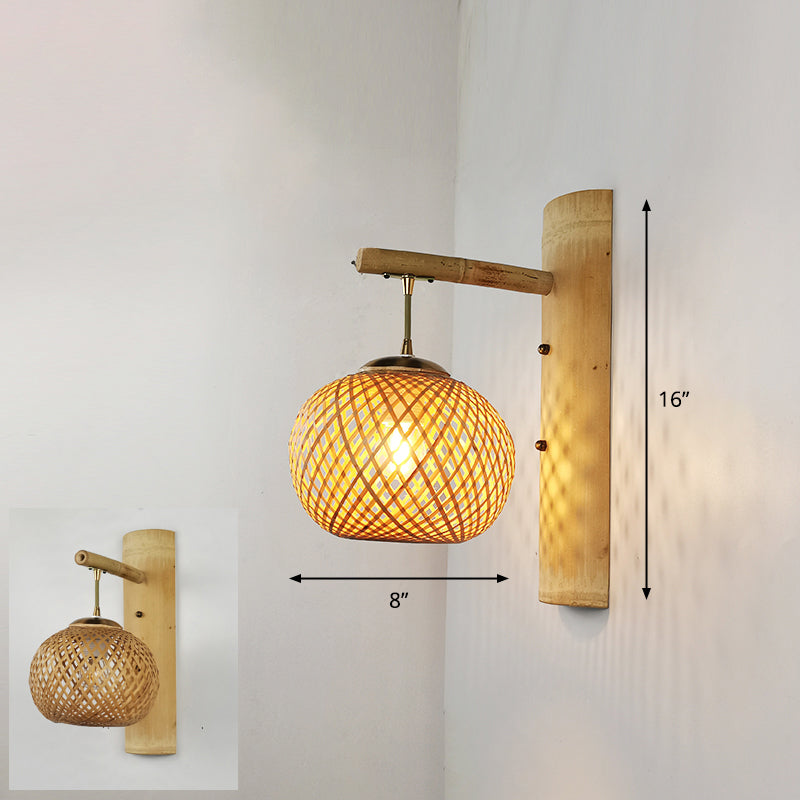 Handmade Wall Mount Light Modern Bamboo Single Wood Wall Light Fixture for Corridor