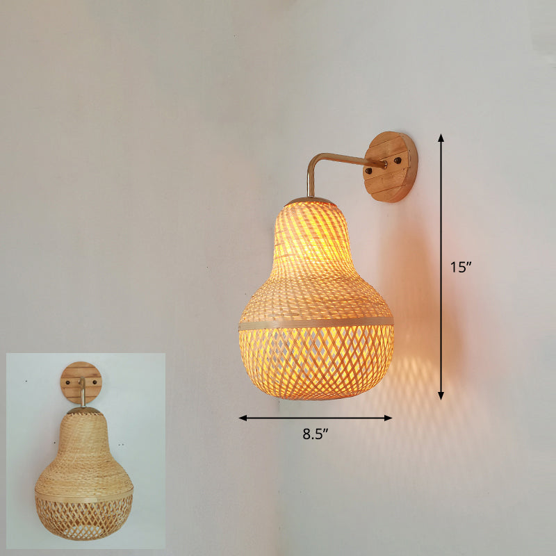 Handmade Wall Mount Light Modern Bamboo Single Wood Wall Light Fixture for Corridor