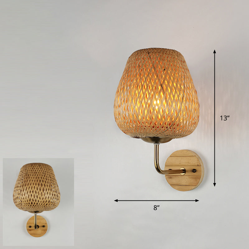 Handmade Wall Mount Light Modern Bamboo Single Wood Wall Light Fixture for Corridor