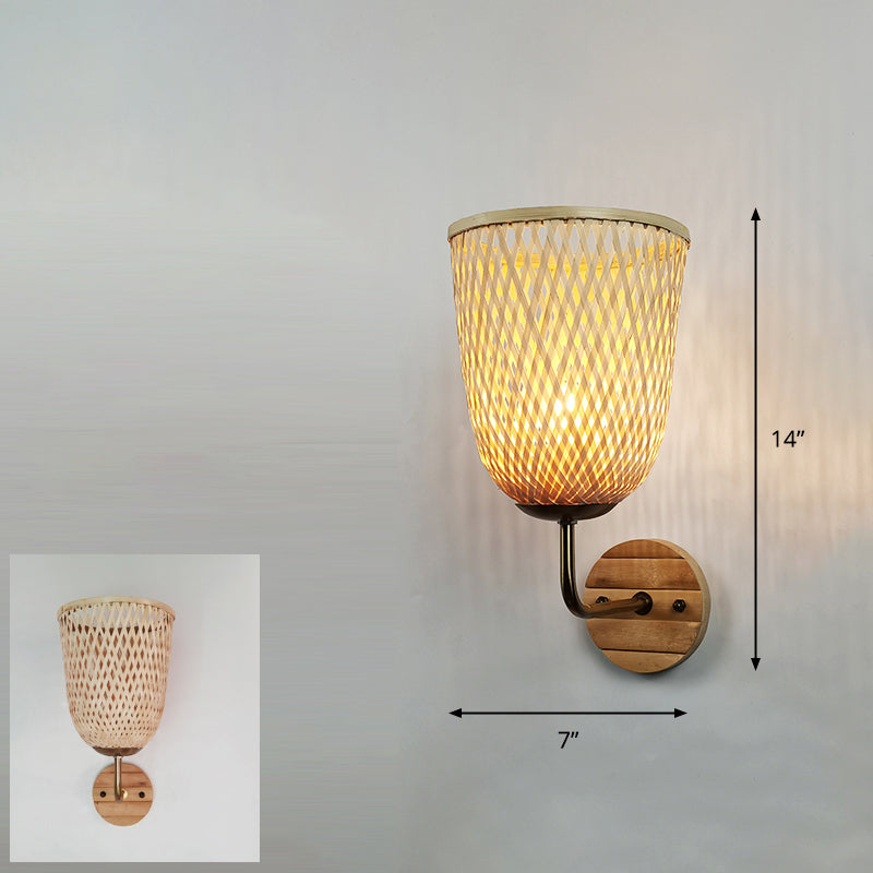 Handmade Wall Mount Light Modern Bamboo Single Wood Wall Light Fixture for Corridor