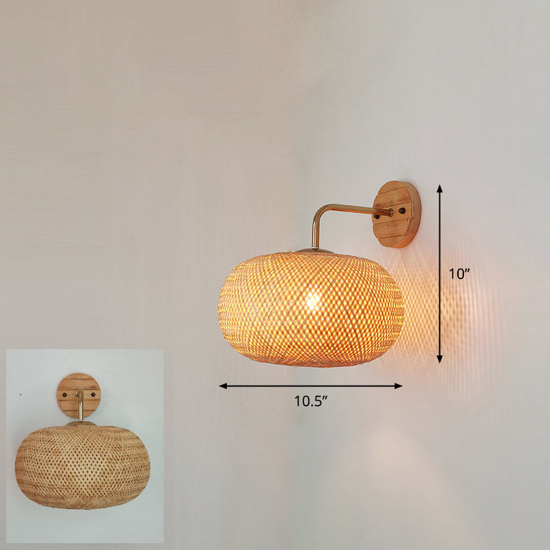 Handmade Wall Mount Light Modern Bamboo Single Wood Wall Light Fixture for Corridor