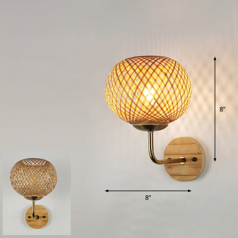 Handmade Wall Mount Light Modern Bamboo Single Wood Wall Light Fixture for Corridor