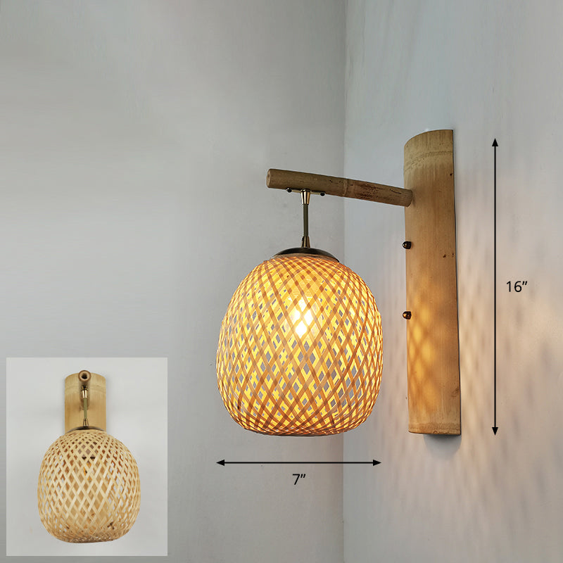 Handmade Wall Mount Light Modern Bamboo Single Wood Wall Light Fixture for Corridor