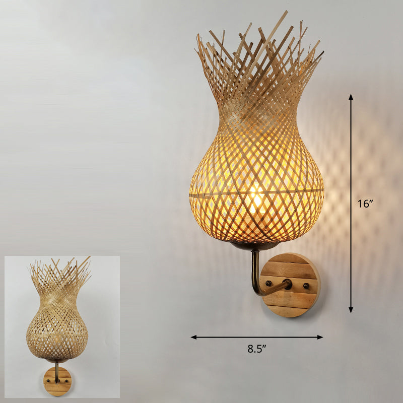 Handmade Wall Mount Light Modern Bamboo Single Wood Wall Light Fixture for Corridor