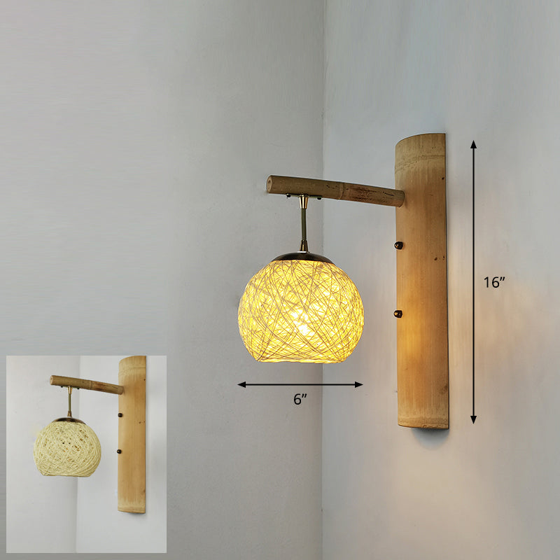 Handmade Wall Mount Light Modern Bamboo Single Wood Wall Light Fixture for Corridor