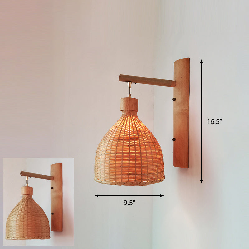Handmade Wall Mount Light Modern Bamboo Single Wood Wall Light Fixture for Corridor