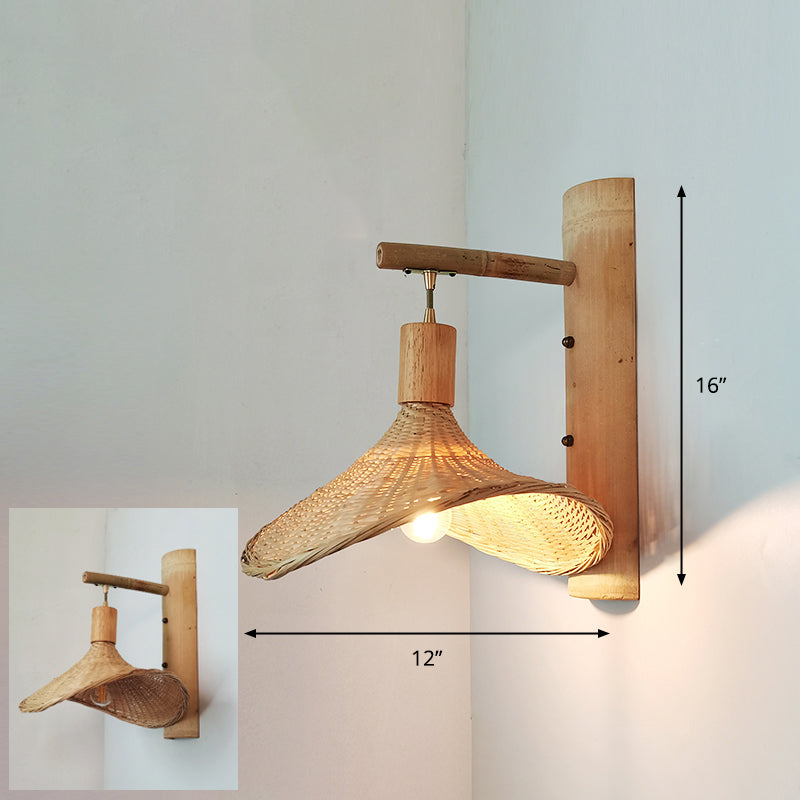 Handmade Wall Mount Light Modern Bamboo Single Wood Wall Light Fixture for Corridor