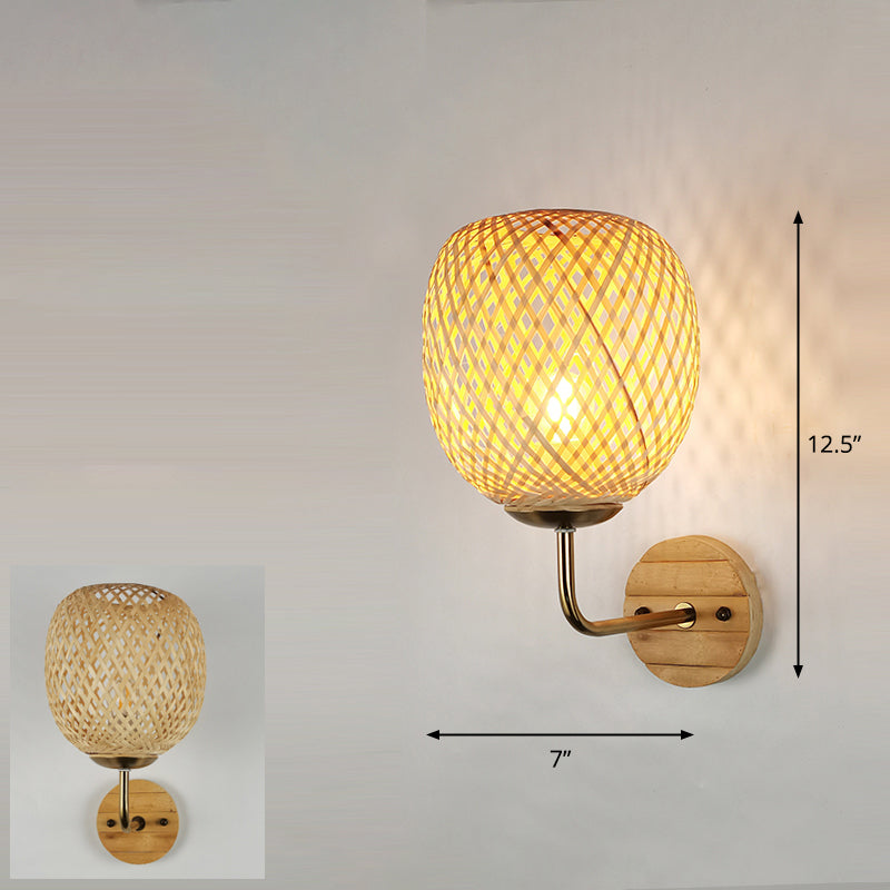 Handmade Wall Mount Light Modern Bamboo Single Wood Wall Light Fixture for Corridor