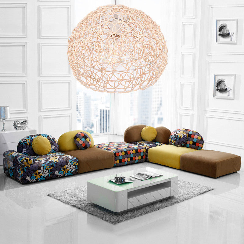 Dome Shade Pendant Light Contemporary Rattan Single-Bulb Restaurant Suspension Light Fixture