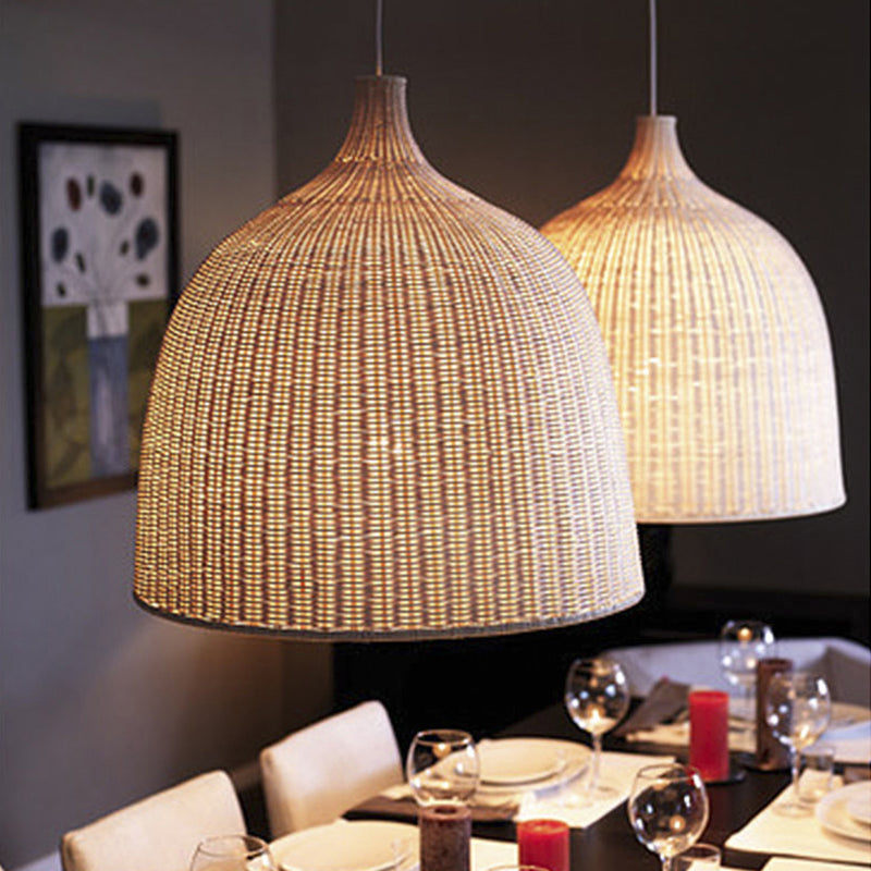 Korbsuspensionsbeleuchtung minimalistischer Rattan 1 Head Restaurant Anhänger Deckenleuchte