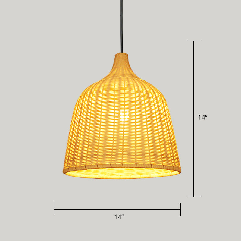 Handwoven Rattan Suspension Light Simplicity 1-Light Wood Pendant Lighting Fixture