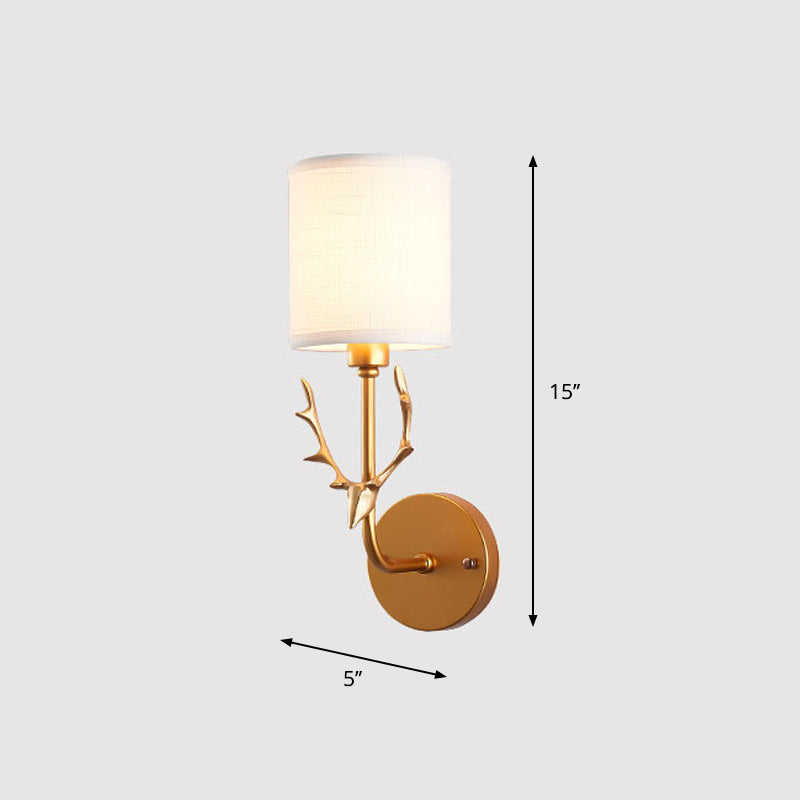 Cilindro de tela Luz de montaje de pared Minimalismo de la sala de estar 1 luces Iluminación de pared con acento de ciervos
