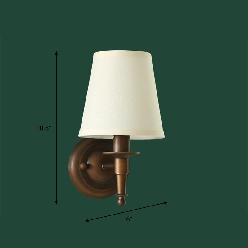 Traditional Bucket Wall Light 1 Head Fabric Wall Light Fixture in Dark Coffee for Living Room