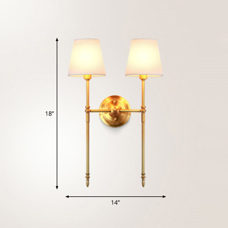Bucket Shade Fabric Wall Mount Light Traditional Corridor Wall Light Fixture in Brass