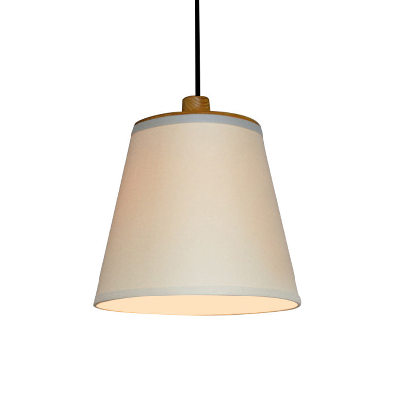 Bucket Fabric Ceiling Lighting Simplicity 1-Light Dining Room Hanging Lamp in White