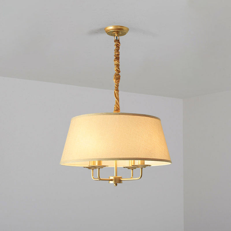 Vintage Empire Shade Chandelier Pendant Light 4 Heads Fabric Hanging Light for Bedroom