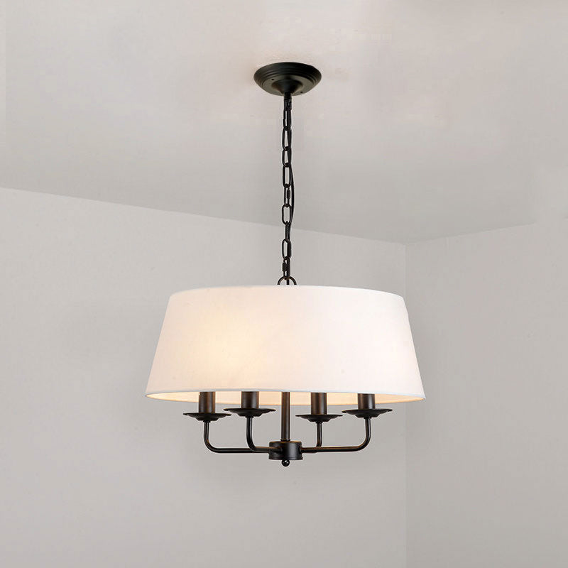 Vintage Empire Shade Candelier Luz colgante 4 cabezas de tela Luz colgante para dormitorio