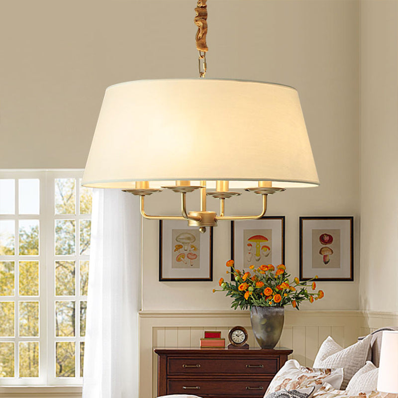 Vintage Empire Shade Chandelier Pendant Light 4 Heads Fabric Hanging Light for Bedroom