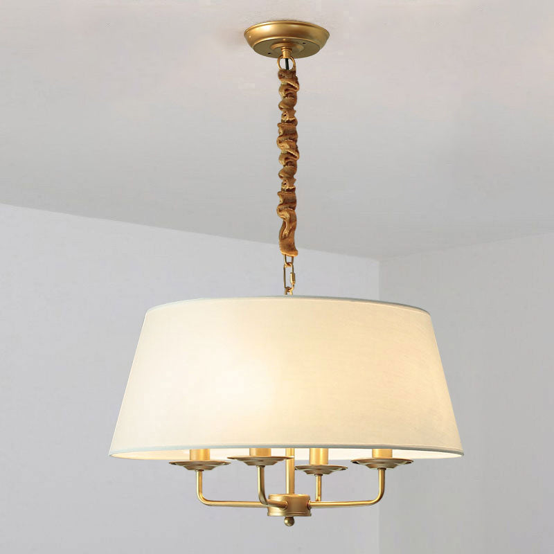 Vintage Empire Shade Candelier Luz colgante 4 cabezas de tela Luz colgante para dormitorio