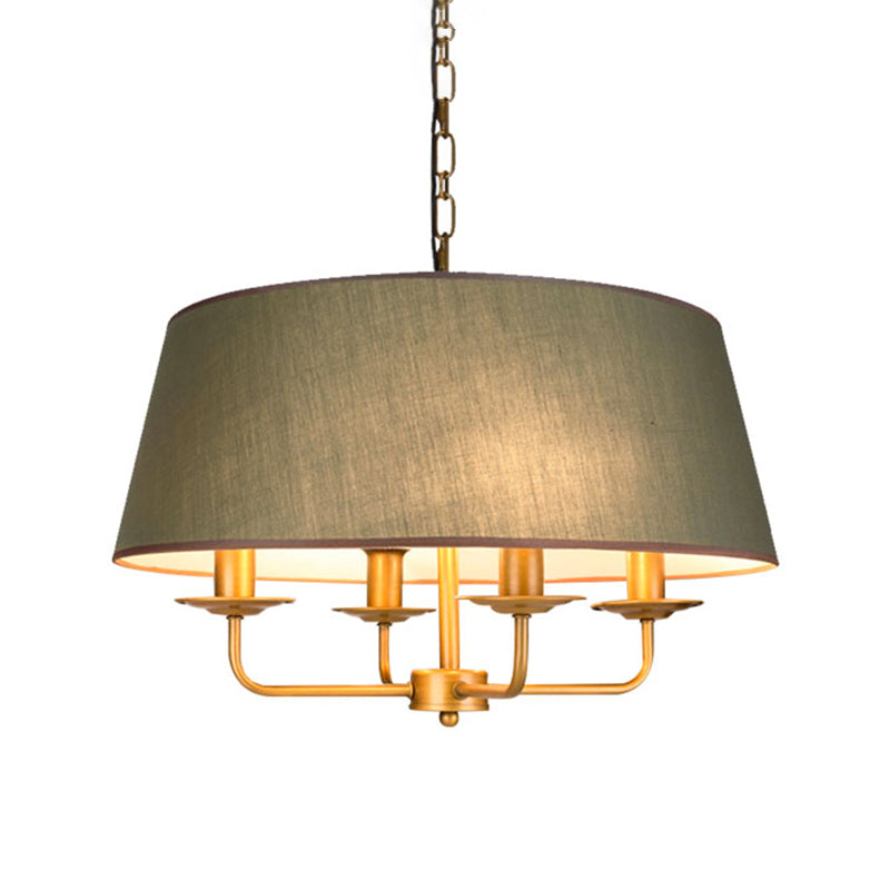 Vintage Empire Shade Chandelier Pendant Light 4 Heads Fabric Hanging Light for Bedroom