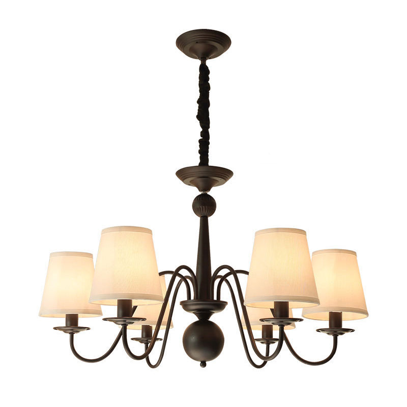 Ombre effilée salon lustre éclairage de style classique tissu pendant noir