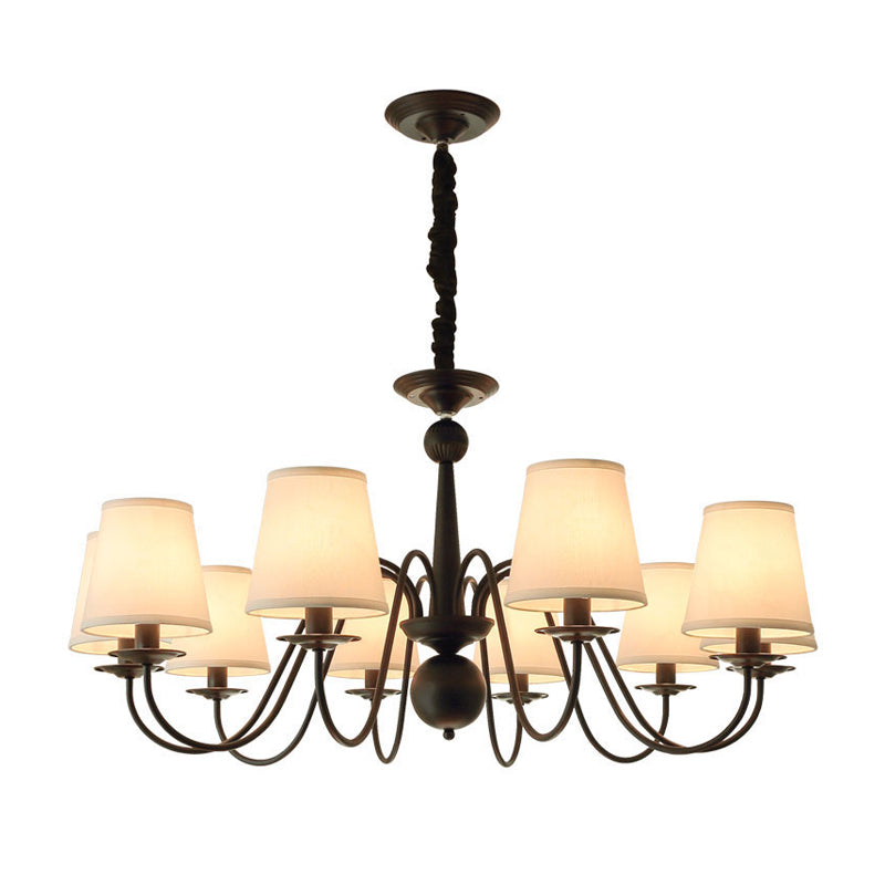 Ombre effilée salon lustre éclairage de style classique tissu pendant noir