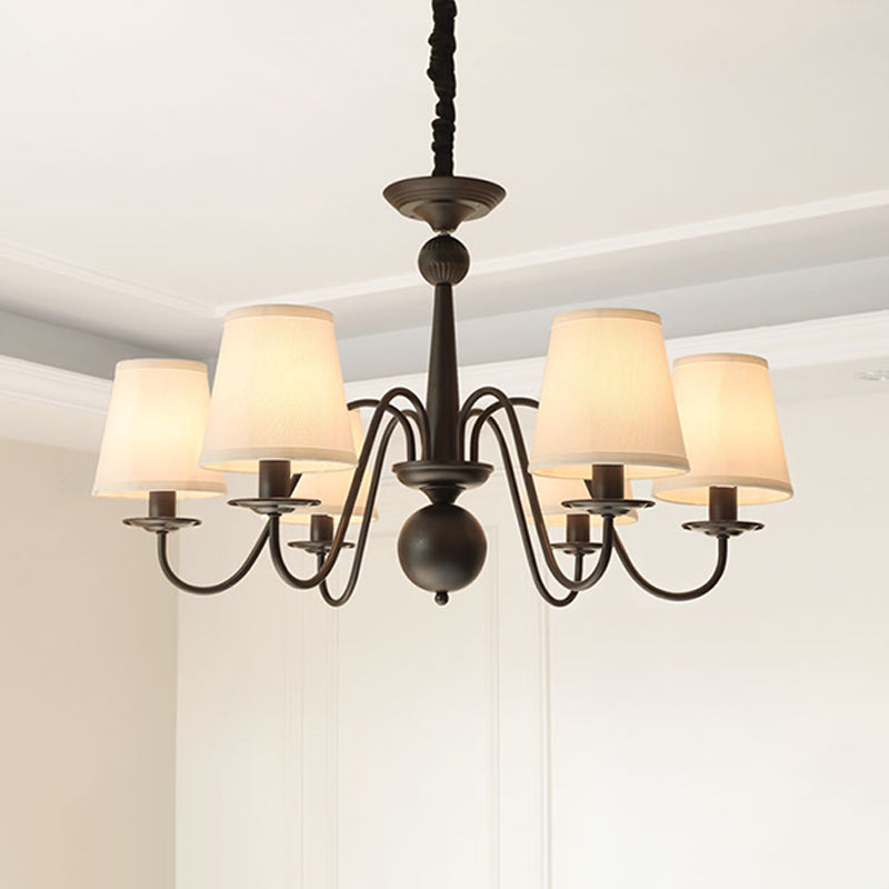 Ombre effilée salon lustre éclairage de style classique tissu pendant noir
