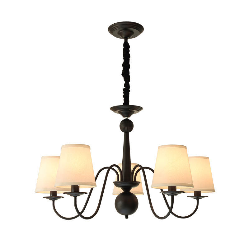 Ombre effilée salon lustre éclairage de style classique tissu pendant noir