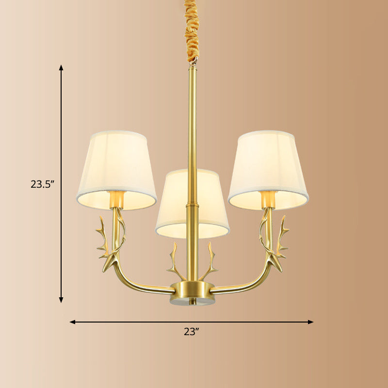 Éclairage de plafond de godet traditionnel Tissu luminaire luminaire avec décoration de cerf en laiton