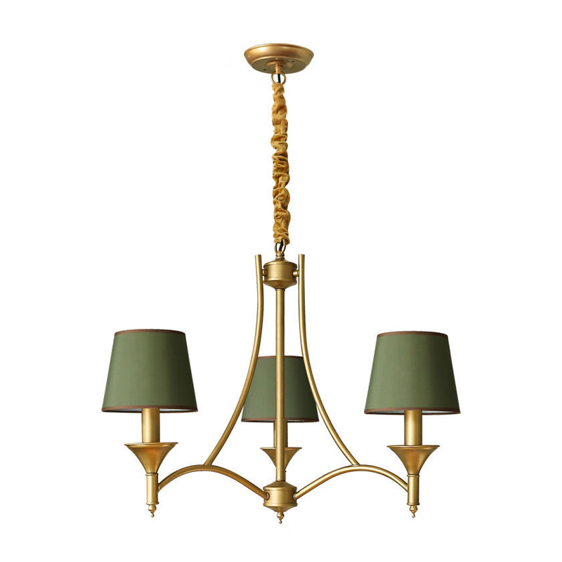 Minimalismo Luz de lámpara de candelabro Candelier Luz metálica Luz de luz con sombra de tela cónica