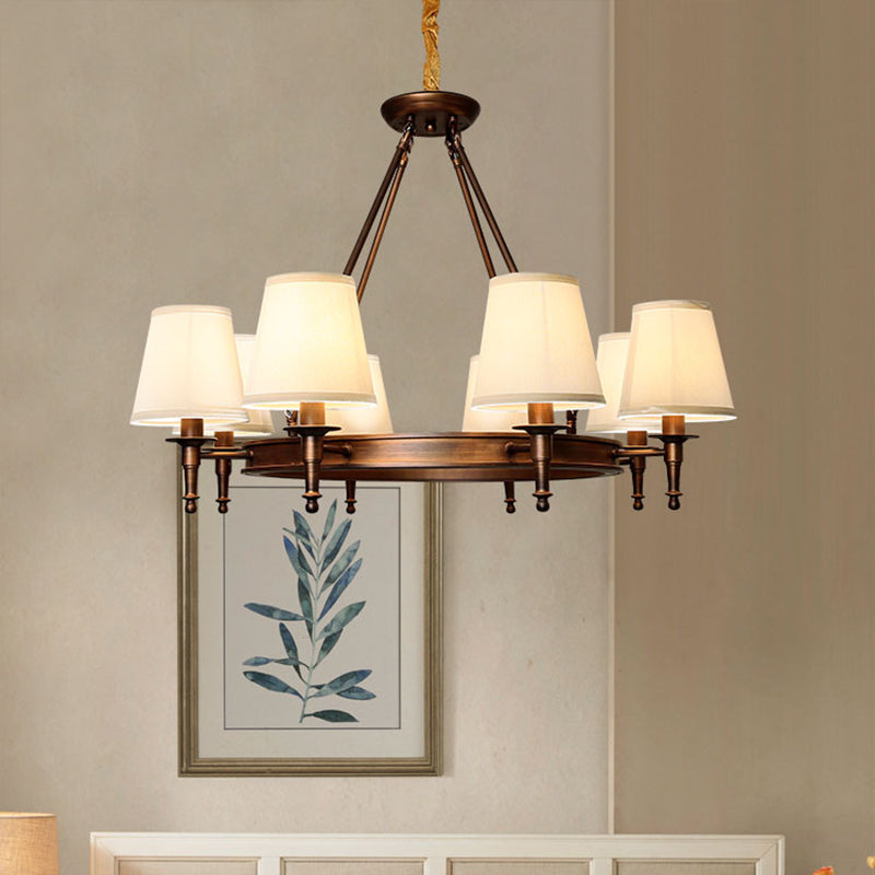 Bucket Shade Fabric Suspension Light Simplicity Living Room Chandelier Lighting Fixture