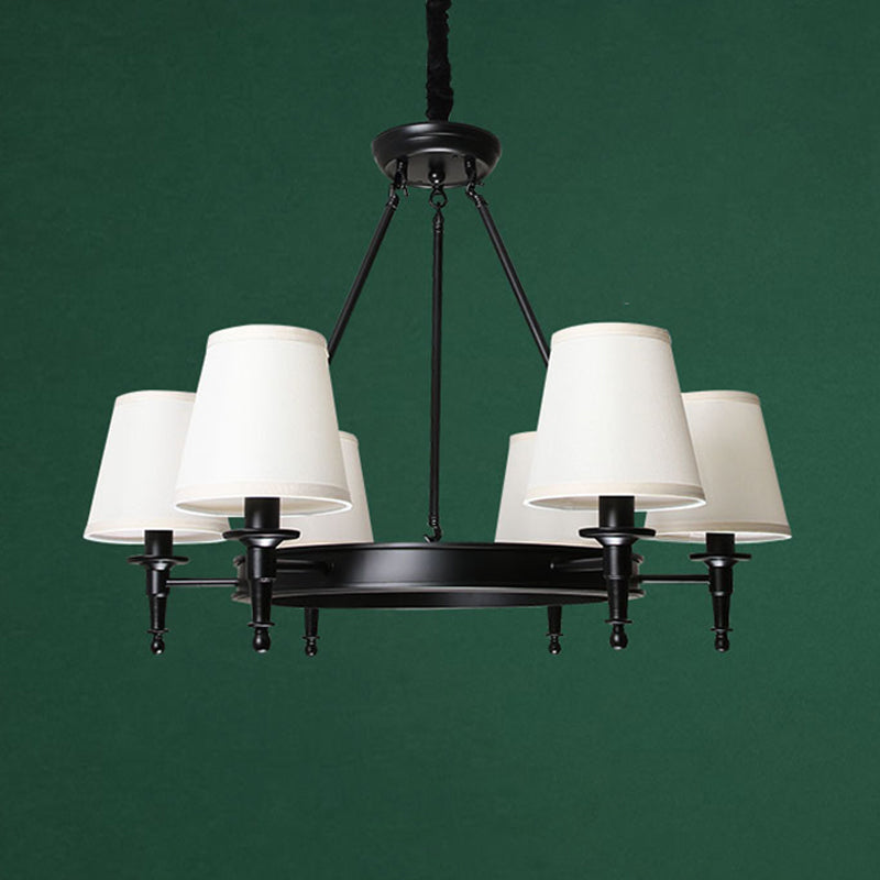 Bucket Shade Fabric Suspension Light Simplicity Living Room Chandelier Lighting Fixture