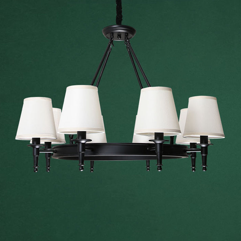 Bucket Shade Fabric Suspension Light Simplicity Living Room Chandelier Lighting Fixture