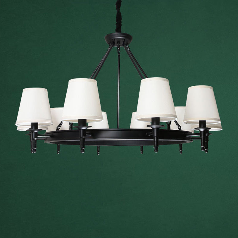 Bucket Shade Fabric Suspension Light Simplicity Living Room Chandelier Lighting Fixture