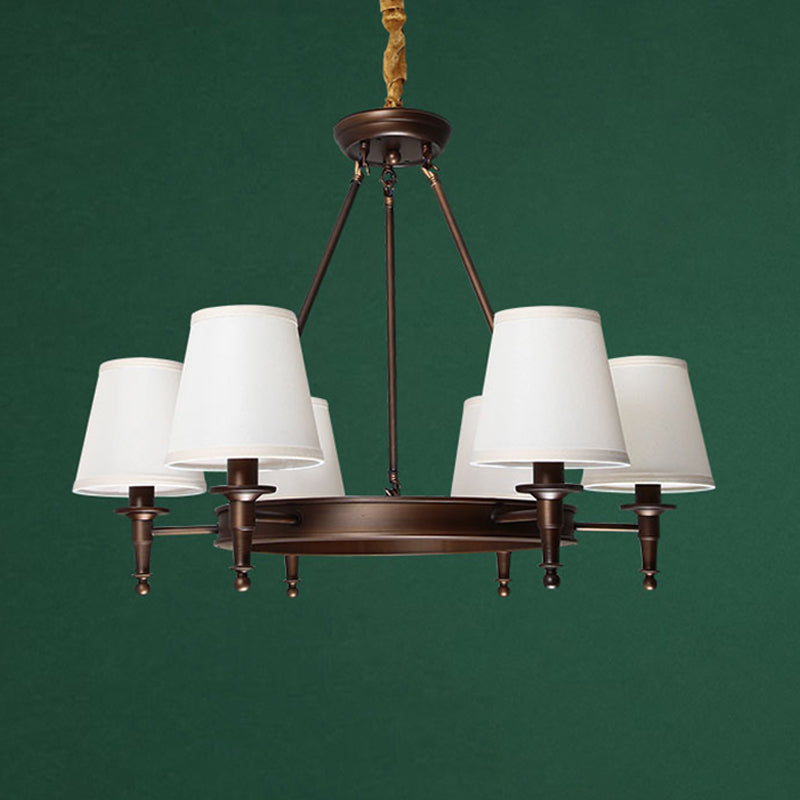 Bucket Shade Fabric Suspension Light Simplicity Living Room Chandelier Lighting Fixture