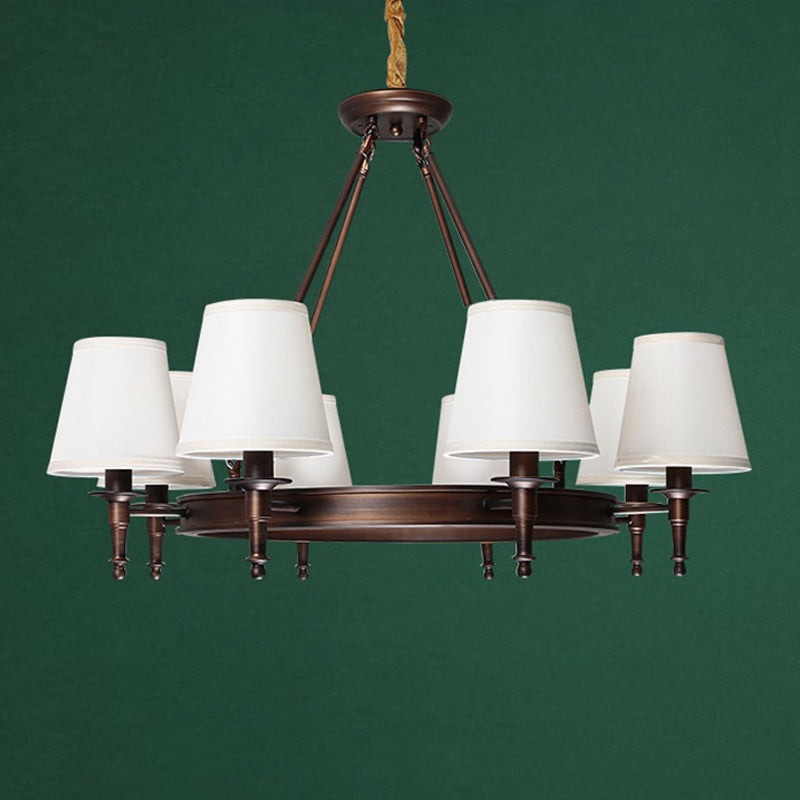 Bucket Shade Fabric Suspension Light Simplicity Living Room Chandelier Lighting Fixture