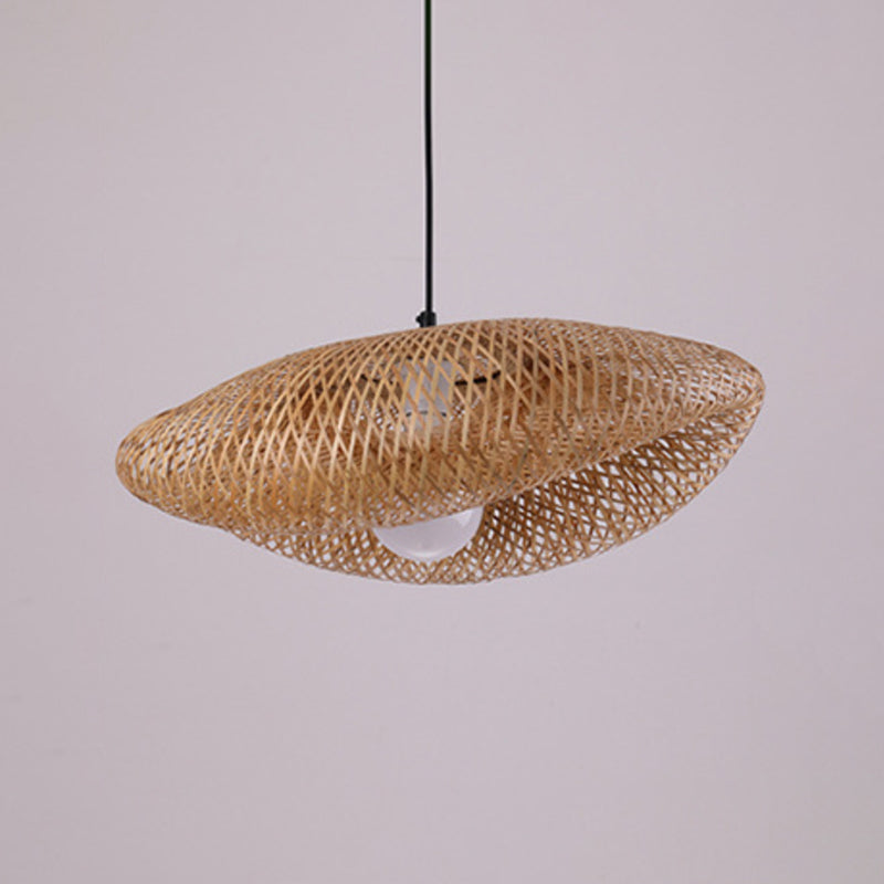 Handcrafted Ceiling Light Modern Bamboo Single Wood Hanging Pendant Light for Restaurant