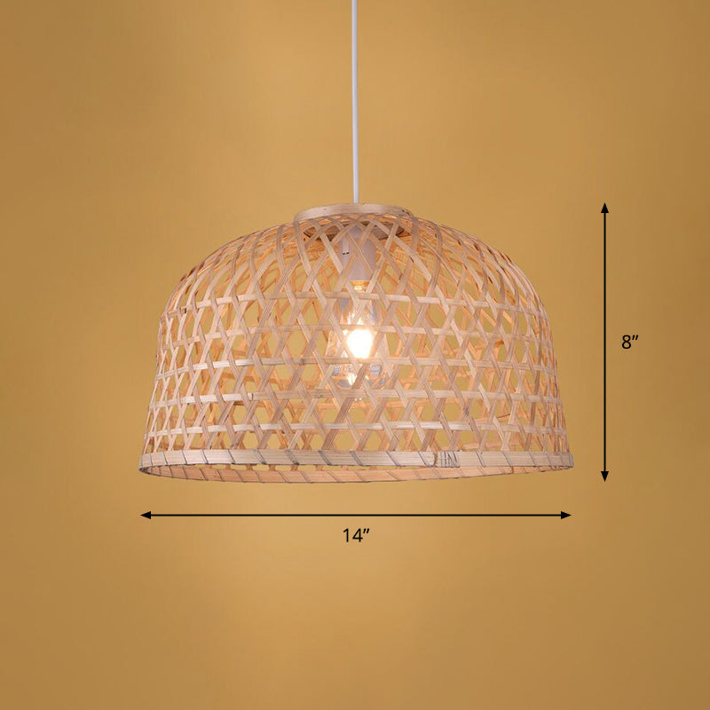 Wood Handmade Suspension Lighting Simplicity 1-Light Bamboo Pendant Light for Restaurant