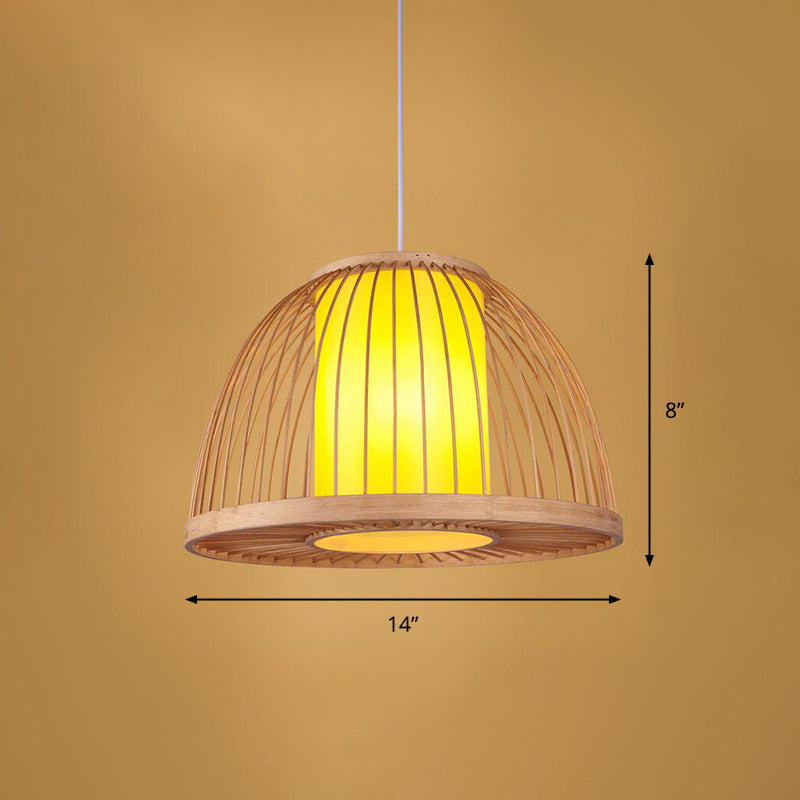 Wood Handmade Suspension Lighting Simplicity 1-Light Bamboo Pendant Light for Restaurant