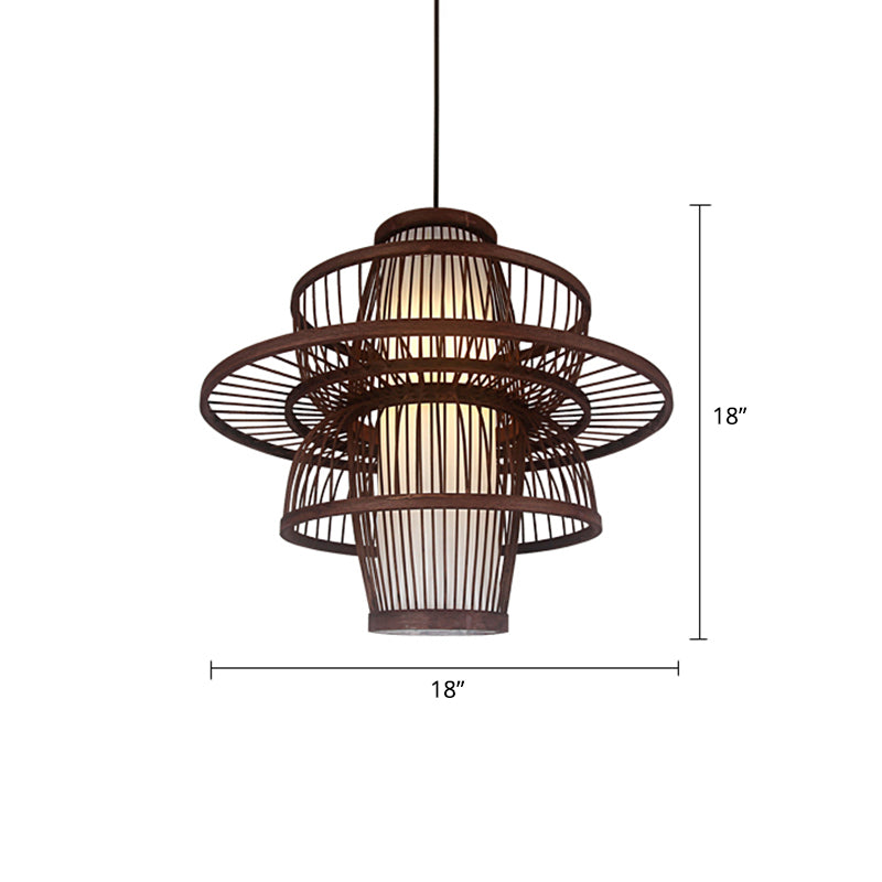 Weaving Restaurant Ceiling Light Bamboo Single Modern Hanging Pendant Light in Coffee