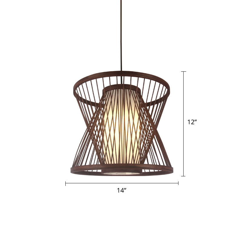 Weaving Restaurant Ceiling Light Bamboo Single Modern Hanging Pendant Light in Coffee