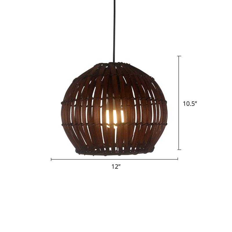 Weaving Restaurant Ceiling Light Bamboo Single Modern Hanging Pendant Light in Coffee