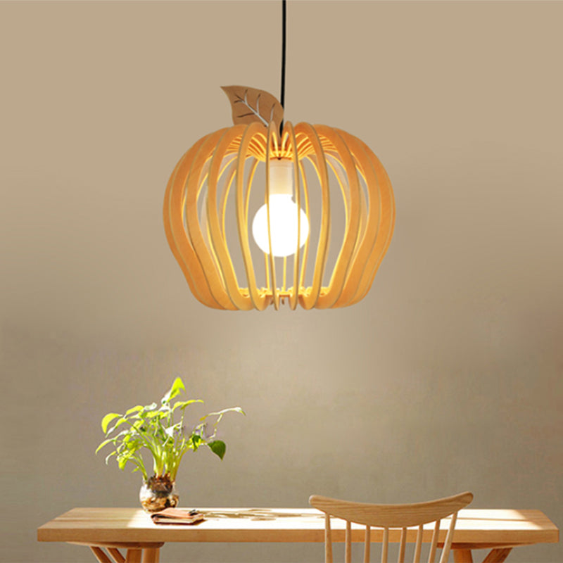 Simplicity Shaded Suspension Lighting Wood 1-Light Restaurant Pendant Light Fixture