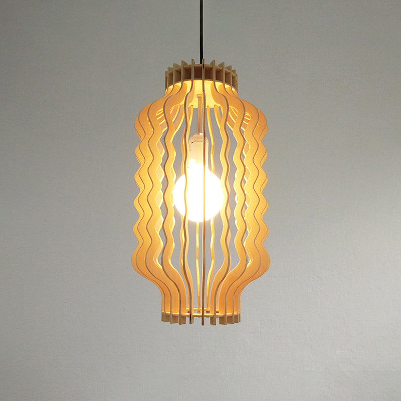Simplicity Shaded Suspension Lighting Wood 1-Light Restaurant Pendant Light Fixture