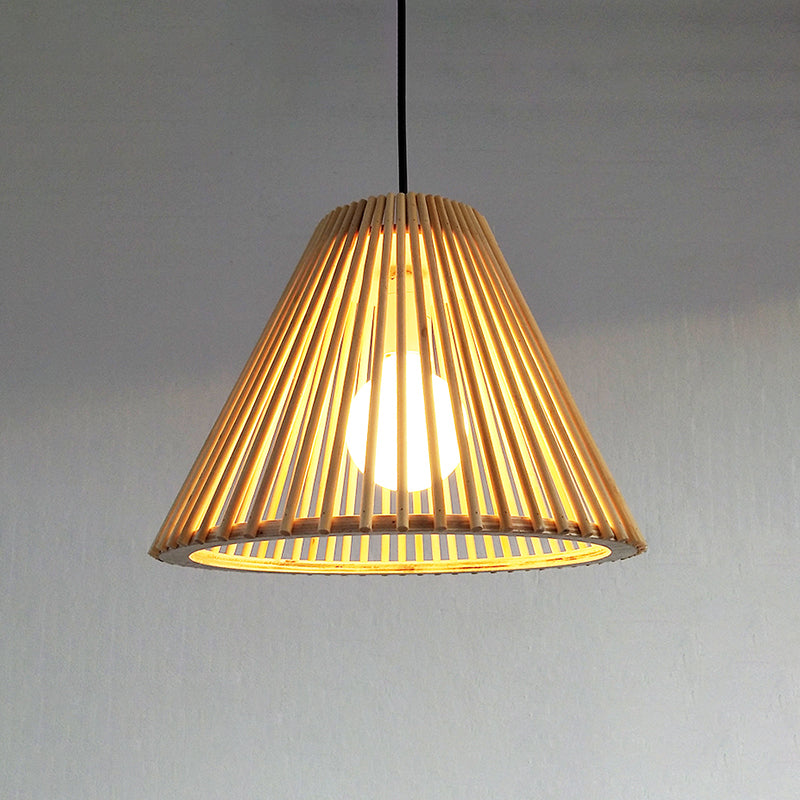 Simplicity Shaded Suspension Lighting Wood 1-Light Restaurant Pendant Light Fixture