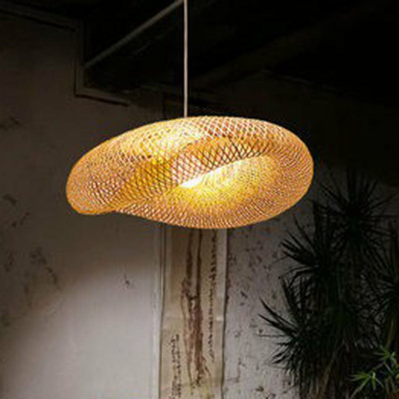 Twisted hanger licht eigentijds bamboe single-bulb restaurant ophanging licht in hout