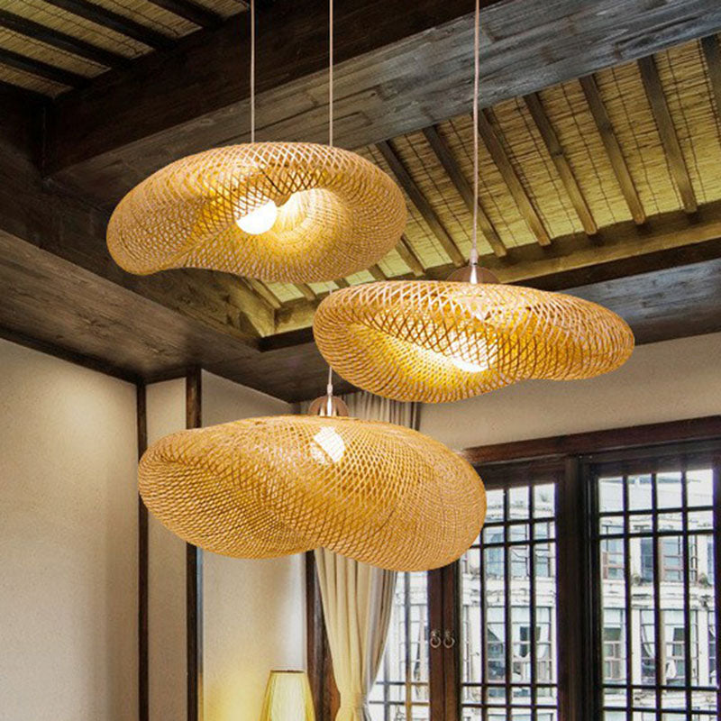 Twisted hanger licht eigentijds bamboe single-bulb restaurant ophanging licht in hout